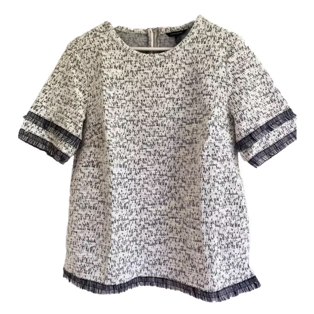 Banana Republic Knit Top Tweed Fringe Short Sleeve Medium
